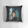 Vintage-inspired throw pillow featuring the legendary actor Vincent Price from classic horror films