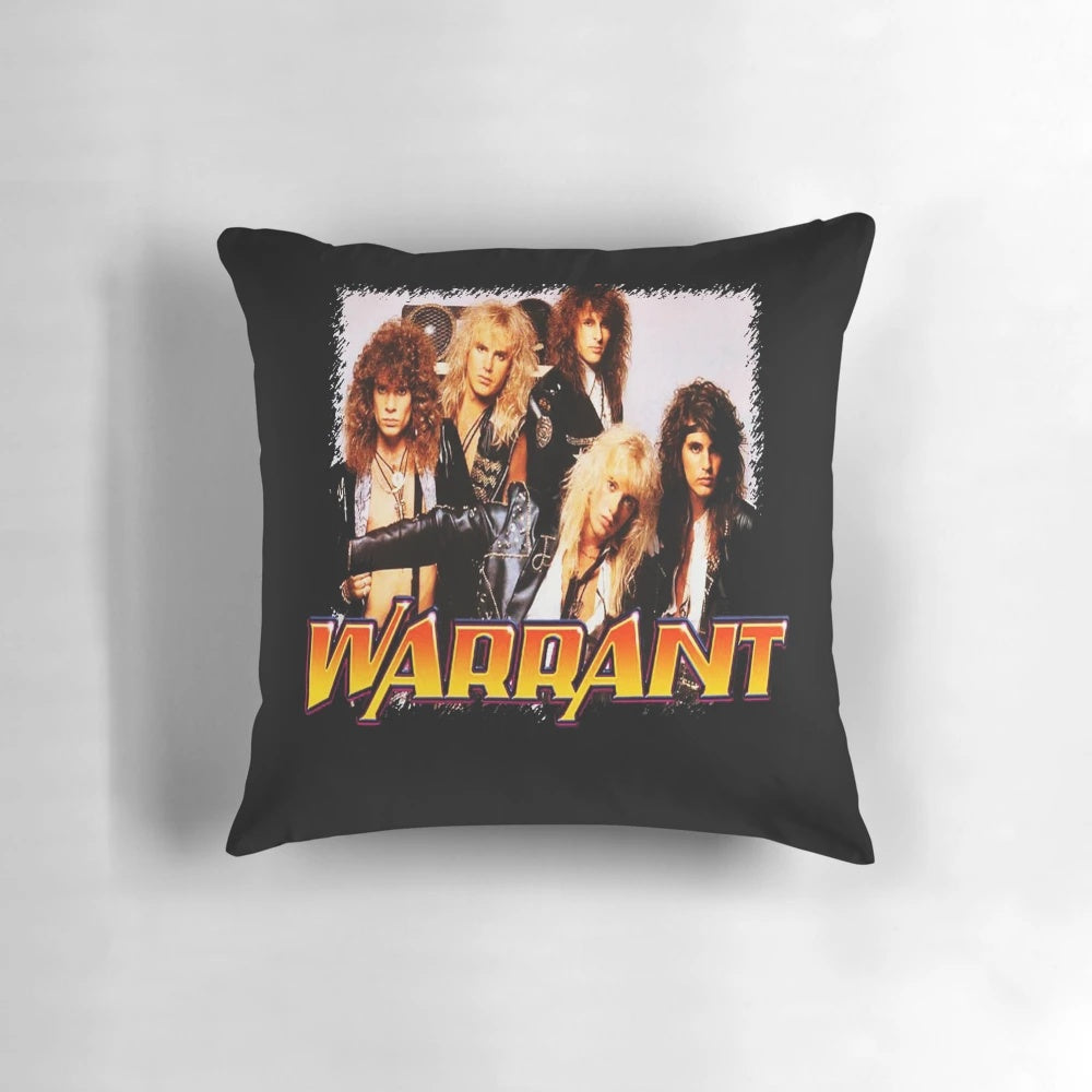 Warrant glam metal band logo printed on a cozy pillow for heavy metal enthusiasts