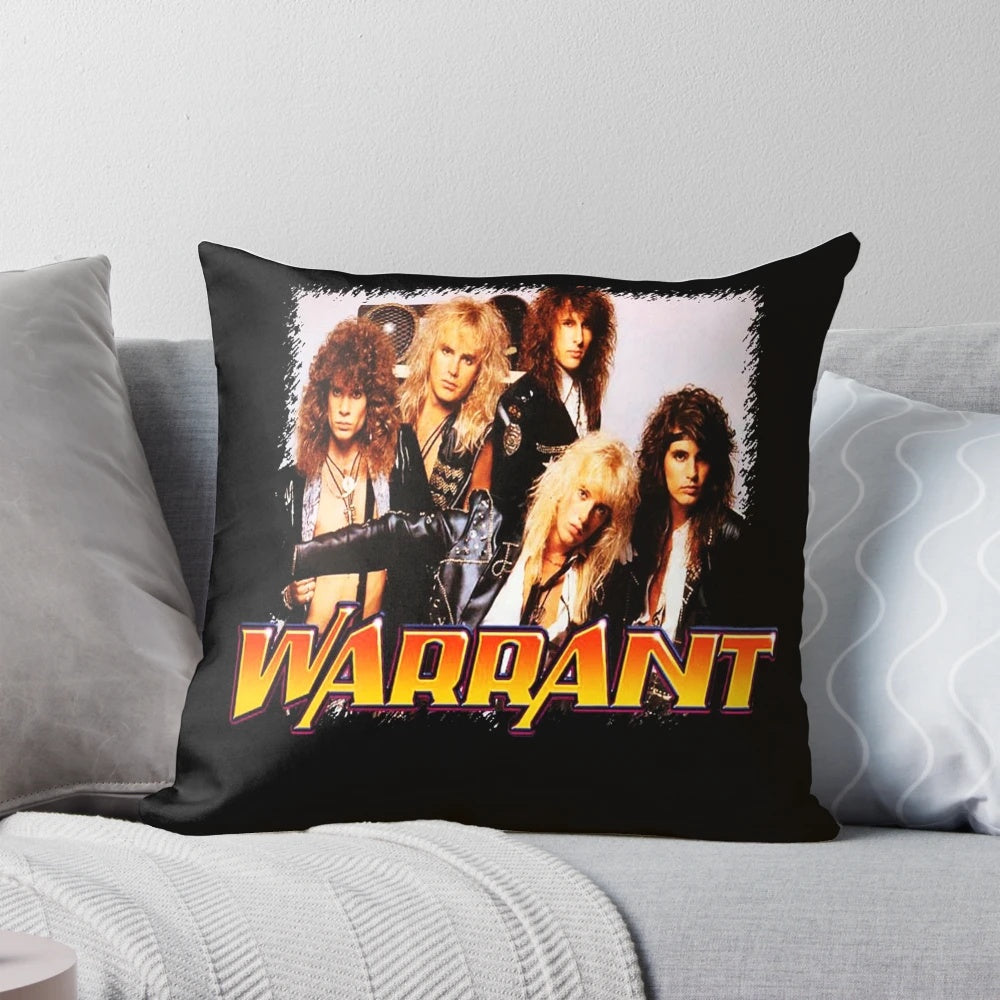 Warrant glam metal band logo printed on a cozy pillow for heavy metal enthusiasts