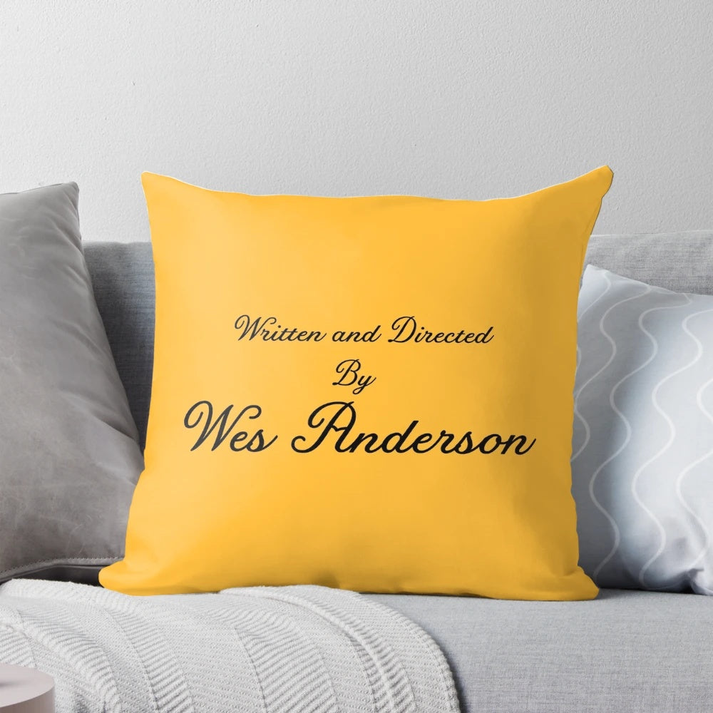 Wes Anderson inspired throw pillow with vintage movie imagery
