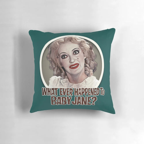 "Pillow featuring iconic image from the classic psychological thriller 'What Ever Happened to Baby Jane?'"