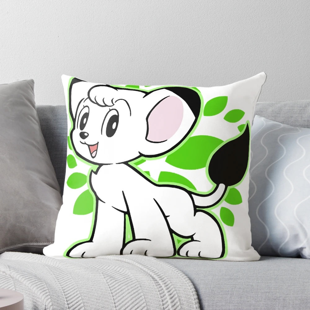 Soft, plush white lion pillow inspired by the classic anime and manga character Kimba the White Lion