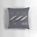 A decorative pillow featuring the iconic White Star Line ocean liners, including the Titanic, Olympic, and Britannic.