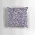 Decorative William Morris thistle pattern pillow in plush plum and taupe tones