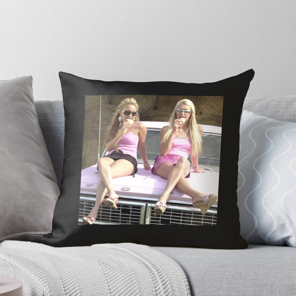 Soft, plush pillow featuring the iconic image of Paris Hilton, a symbol of 2000s Y2K fashion and pop culture.