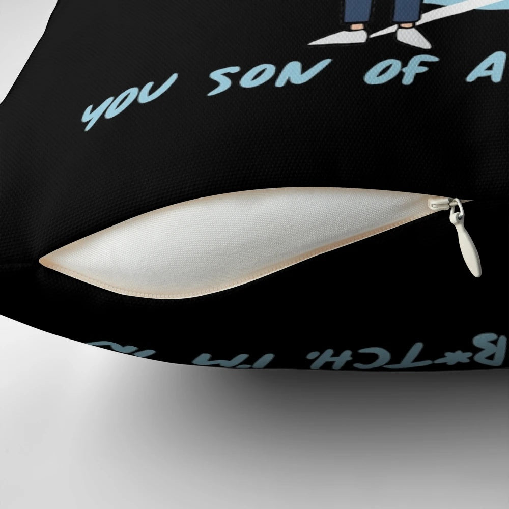 Rick and Morty "You Son Of A B*tch, I'm In" quote printed on a comfortable, high-quality pillow