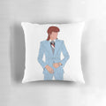 Vibrant Ziggy Stardust inspired David Bowie pillow with bold, colorful design