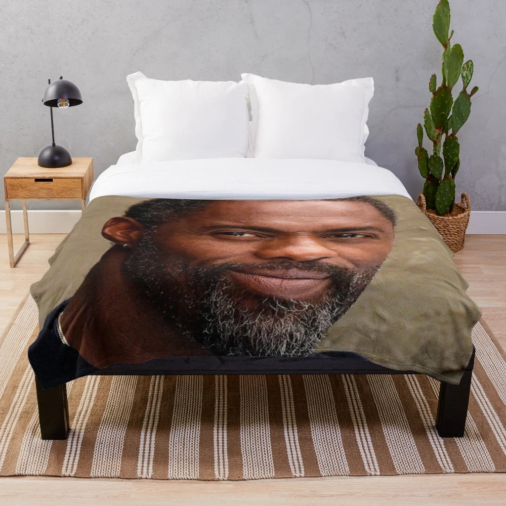 Soft and cozy plush blanket featuring actor Idris Elba from the movie The Harder They Fall