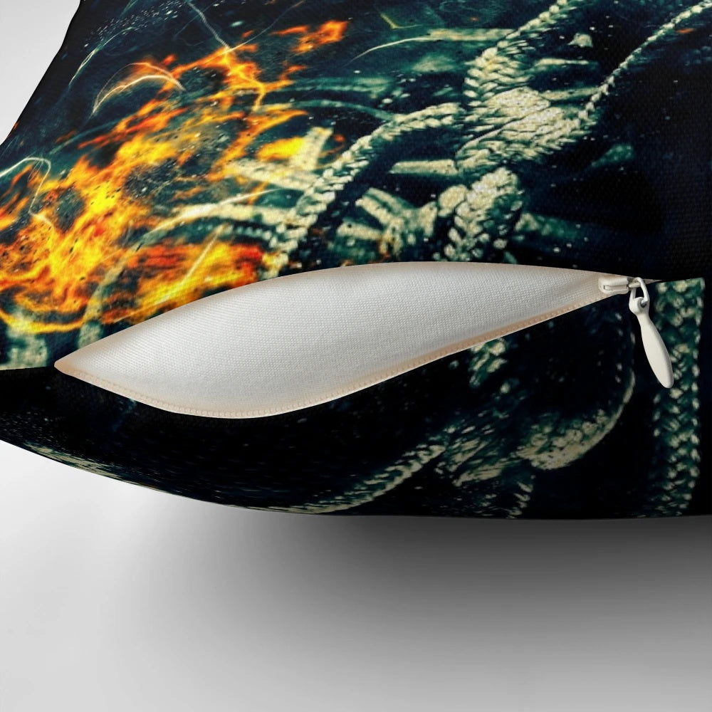 Fiery basketball pillow with a dynamic, energetic design