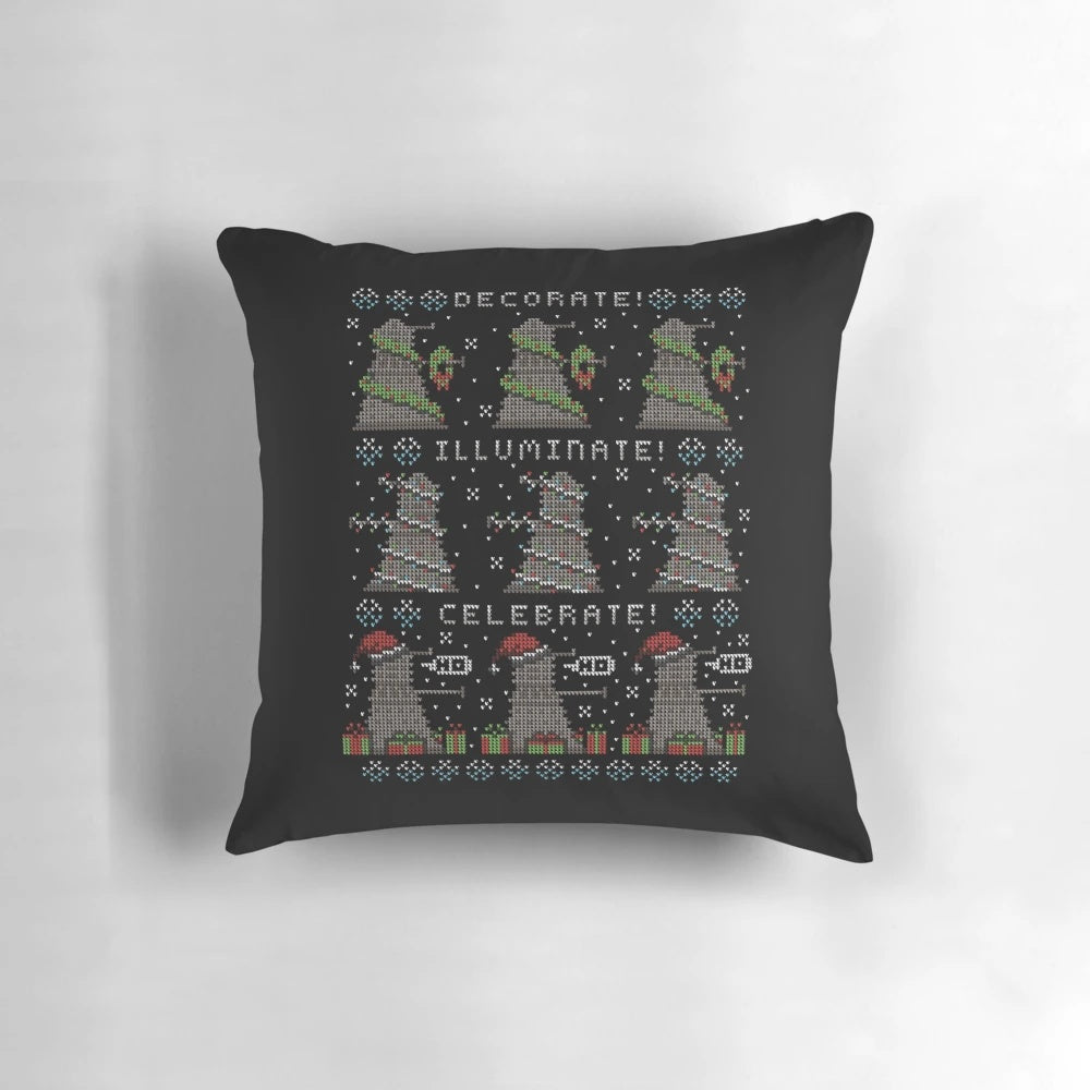 Illuminated pillow with festive holiday design