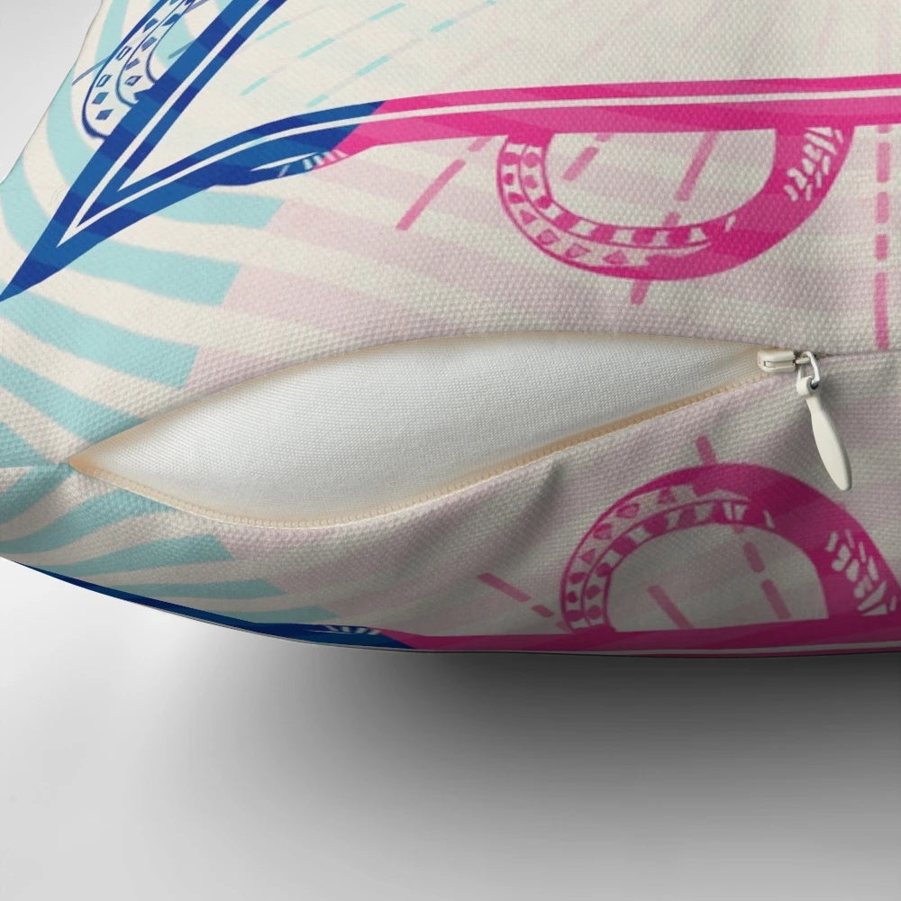 Illuminati pop art throw pillow with abstract geometric and surreal design elements