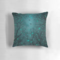 Pillow featuring a design of glowing geometric stars against a teal and mint galaxy background