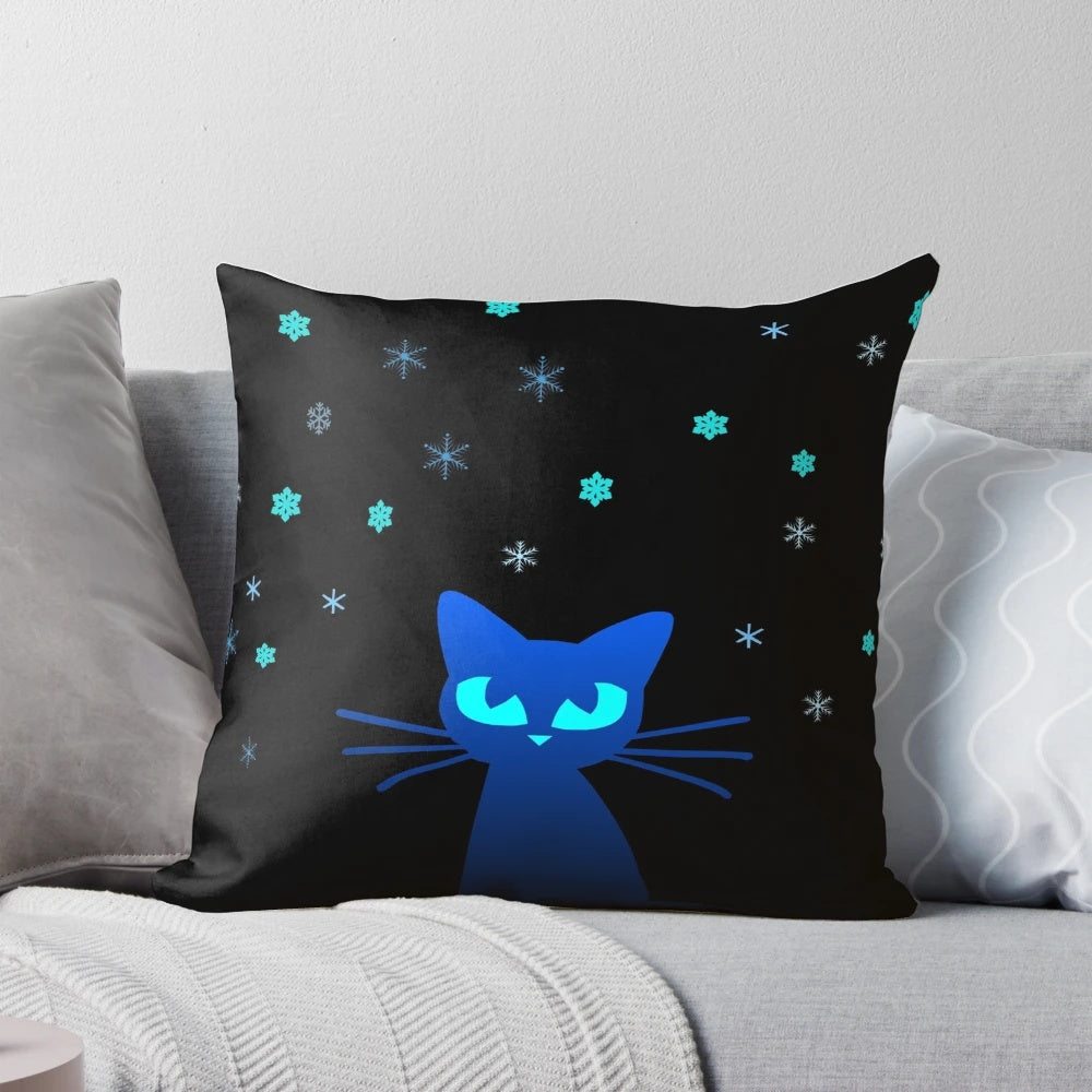 Glowing cat pillow with snowy, icy details for the perfect winter companion