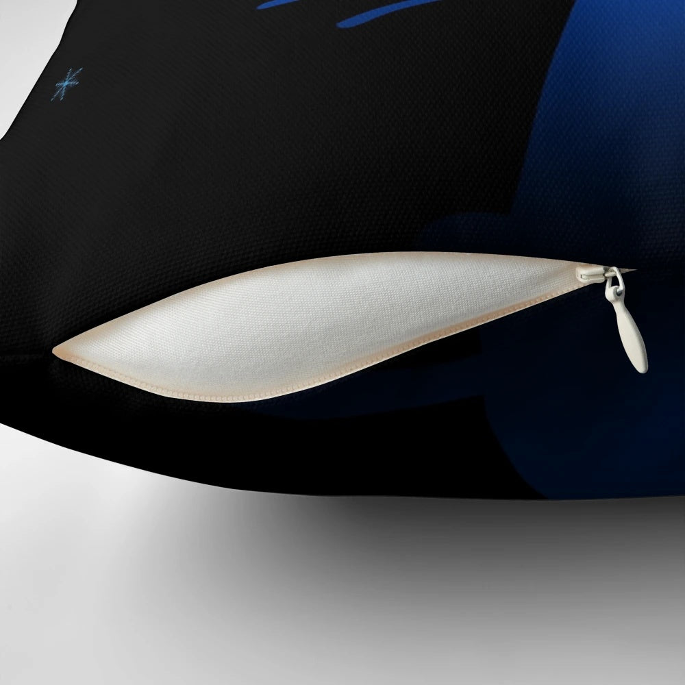 Glowing cat pillow with snowy, icy details for the perfect winter companion