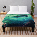 Legendary whale in the ocean, plush blanket