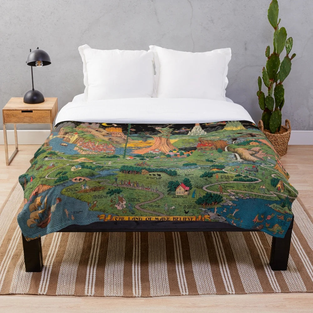 The Land of Make Believe Plush Blanket featuring detailed fantasy art