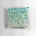 A soothing and serene pillow that captures the essence of crystal clear aqua blue ocean water.