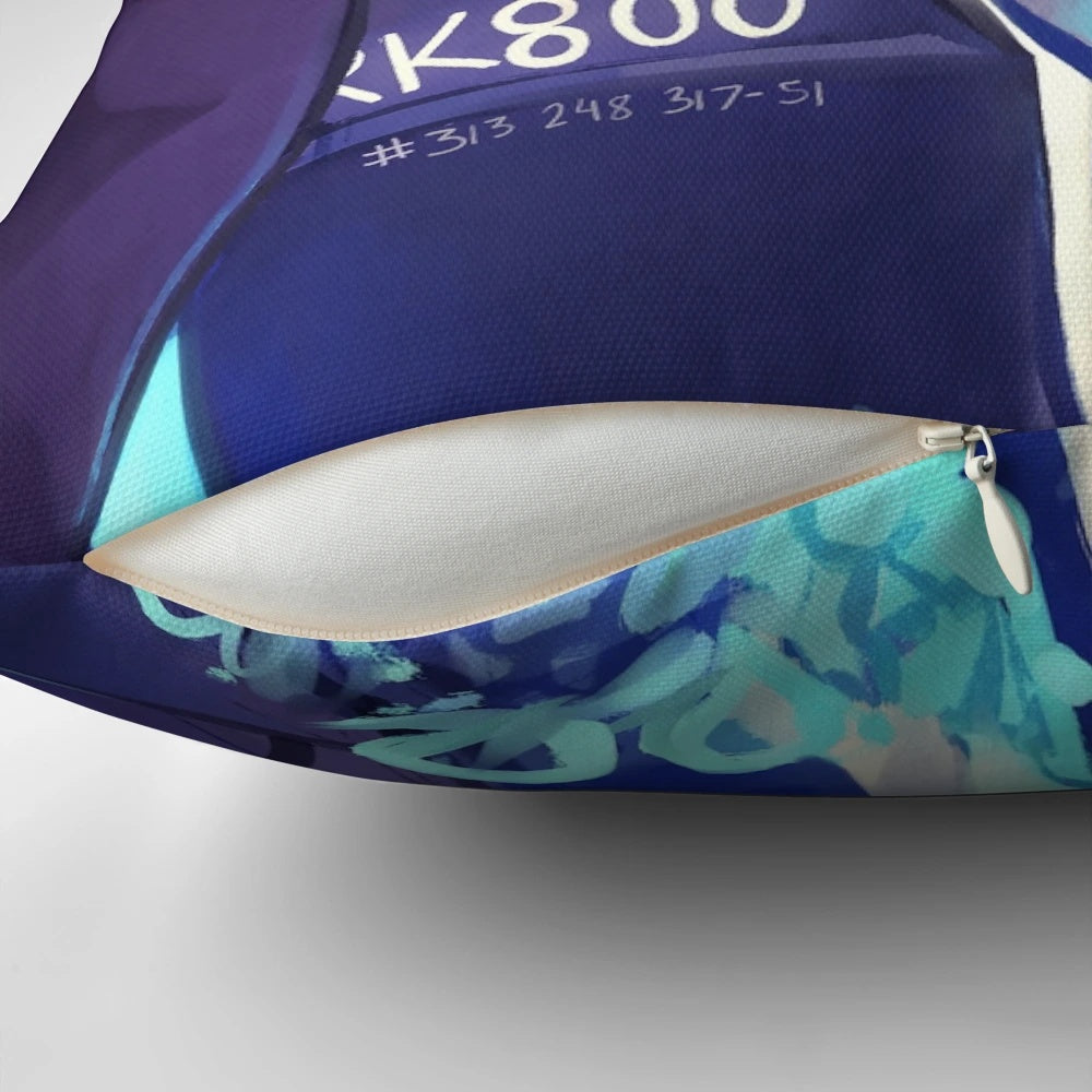 Detroit Become Human-inspired pillow with a character design