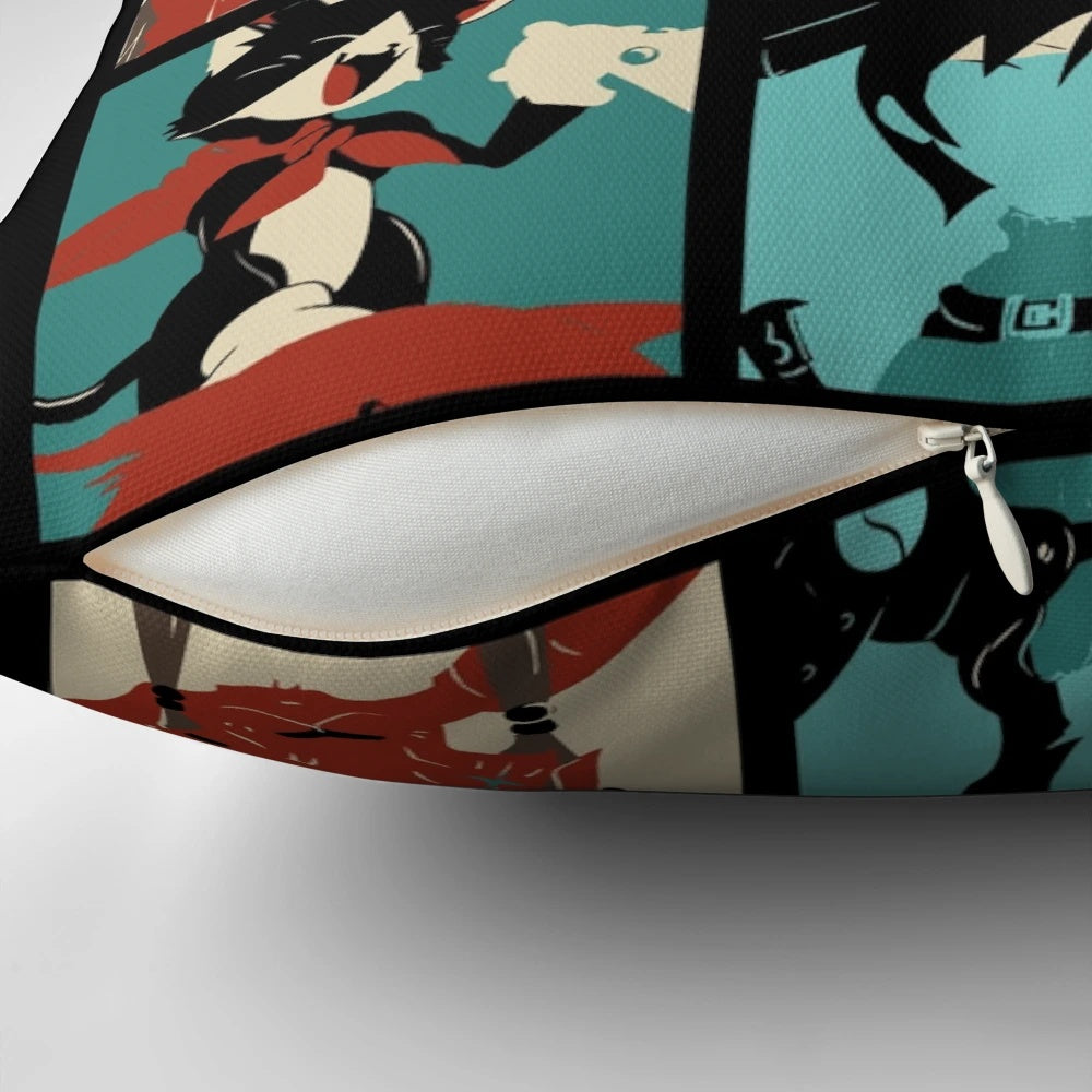 Final Fantasy VII-inspired pillow featuring iconic characters like Cloud Strife, Aeris, and Tifa
