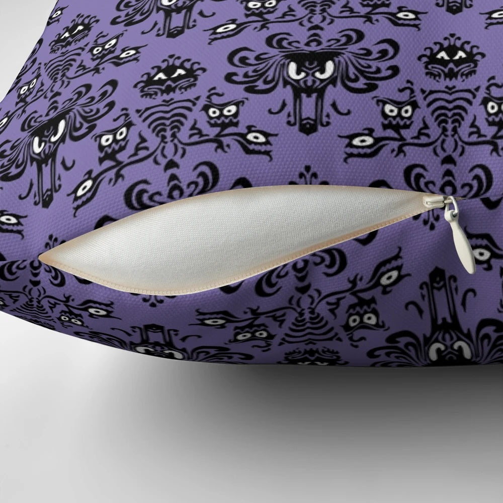 Haunted Mansion Wallpaper Pillow featuring spooky ghosts and iconic Disney ride elements