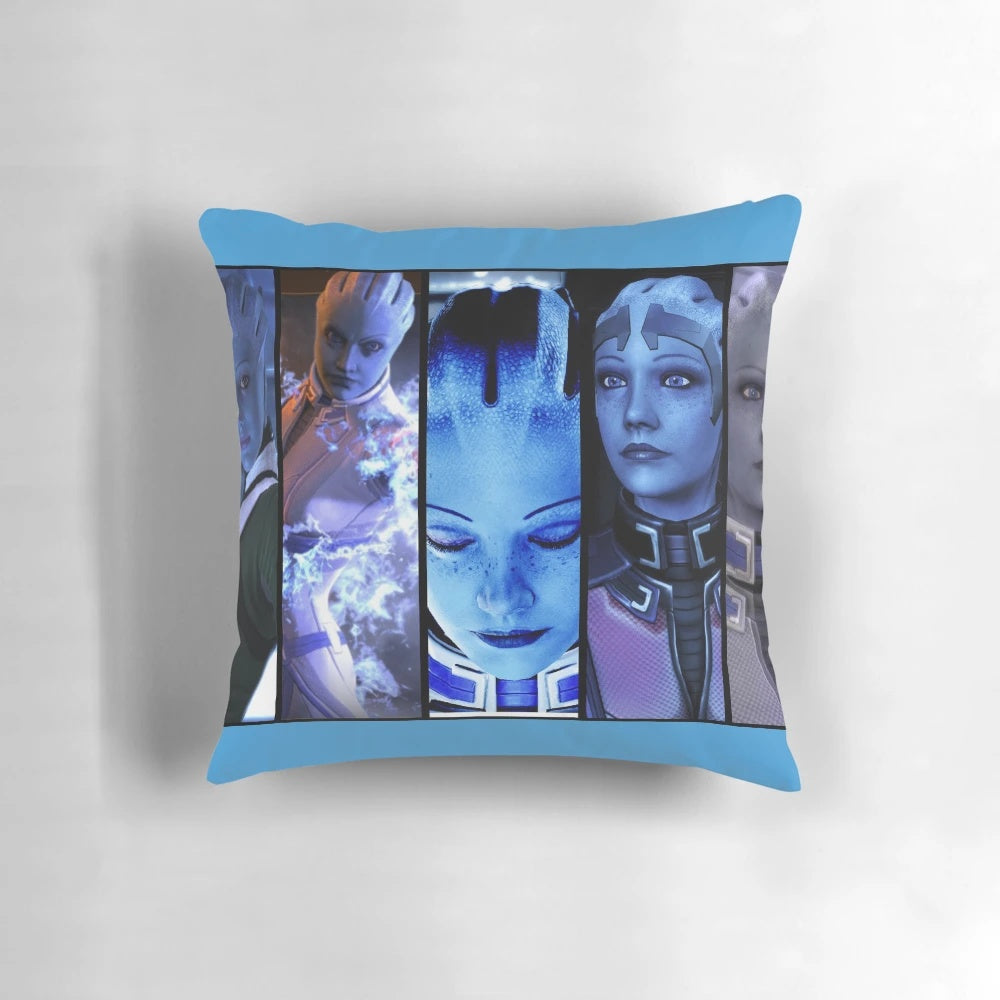 A plush, high-quality pillow featuring the beloved Mass Effect character Liara T'Soni