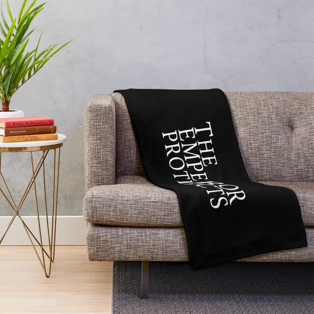 Warhammer 40K-inspired plush blanket featuring the iconic "The Emperor Protects" design