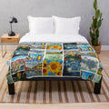 Plush blanket featuring an art collage inspired by the iconic works of van Gogh