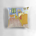 Decorative pillow featuring Van Gogh's iconic painting "The Bedroom in Arles