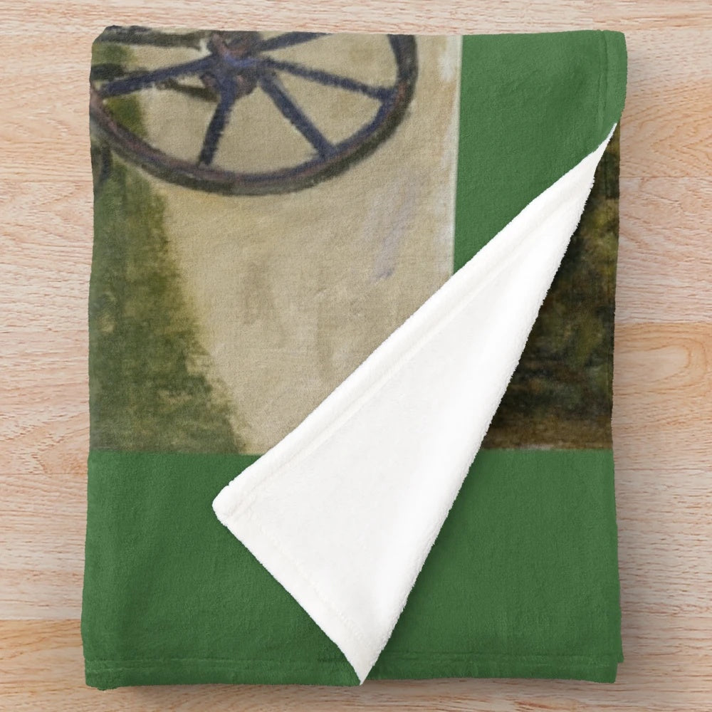 Plush blanket featuring the impressionist painting "Jean Monet on his Hobby Horse" by Claude Monet