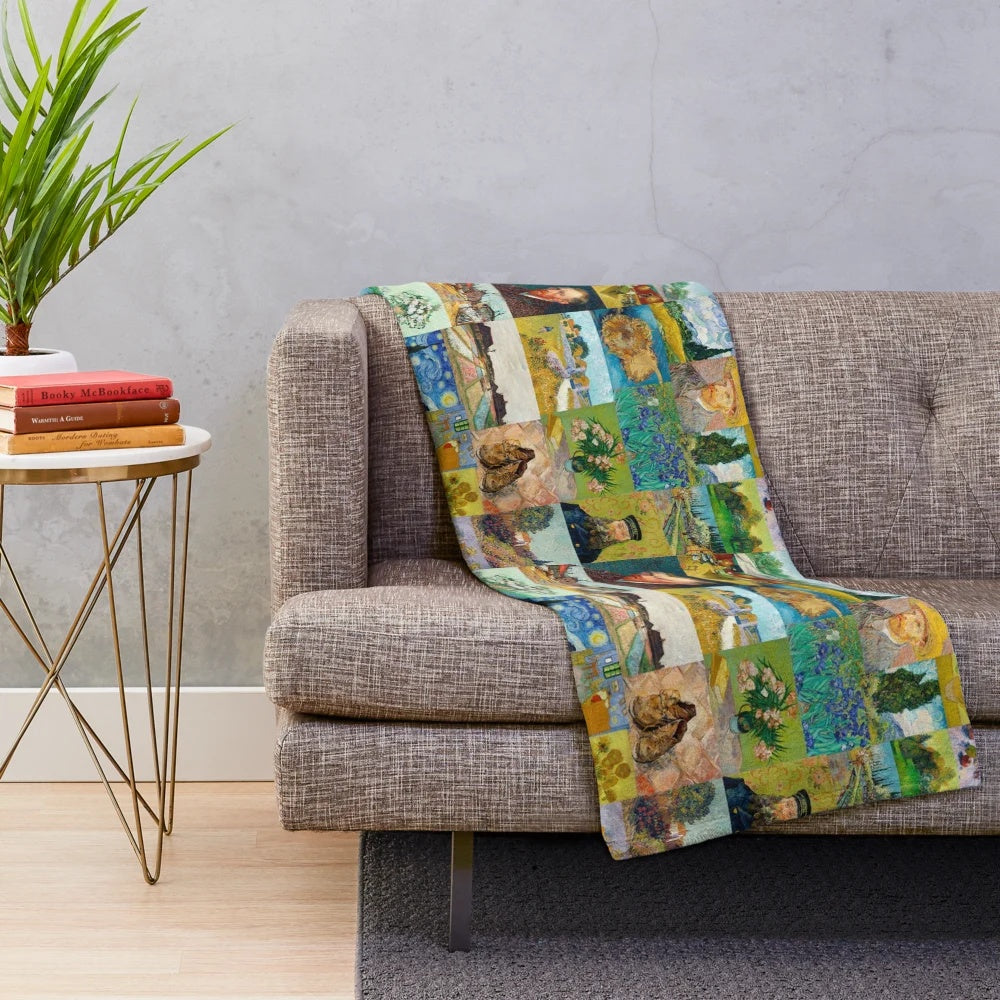 Van Gogh Collage Inspired Soft Plush Blanket