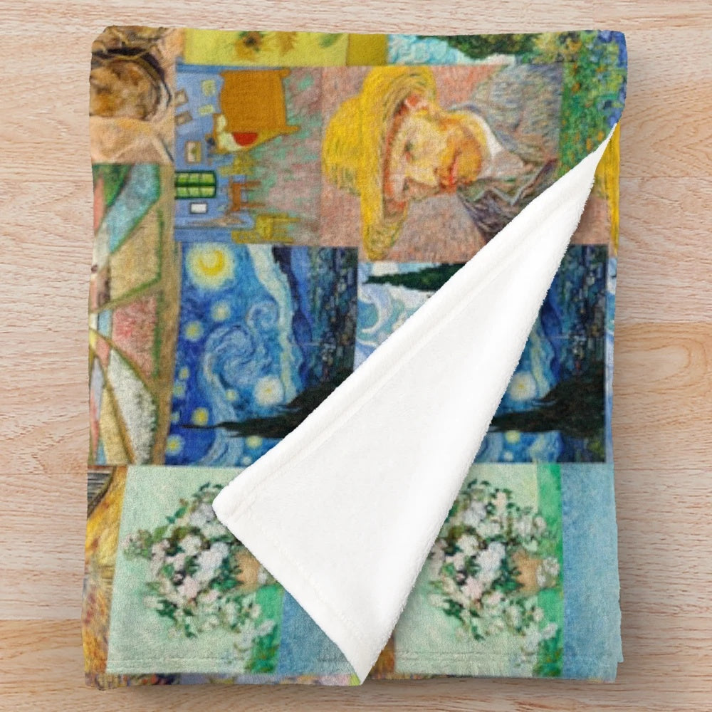 Van Gogh Collage Inspired Soft Plush Blanket