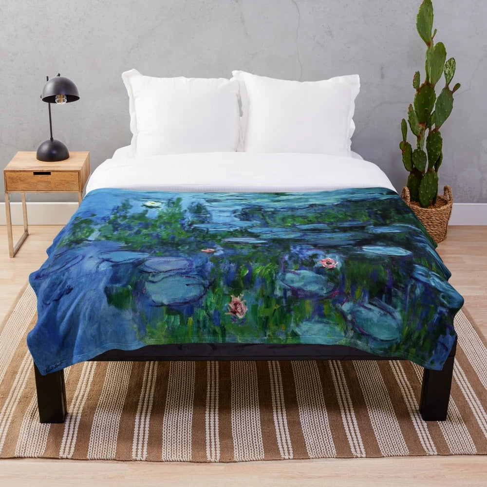 Plush blanket featuring Claude Monet's iconic water lily painting