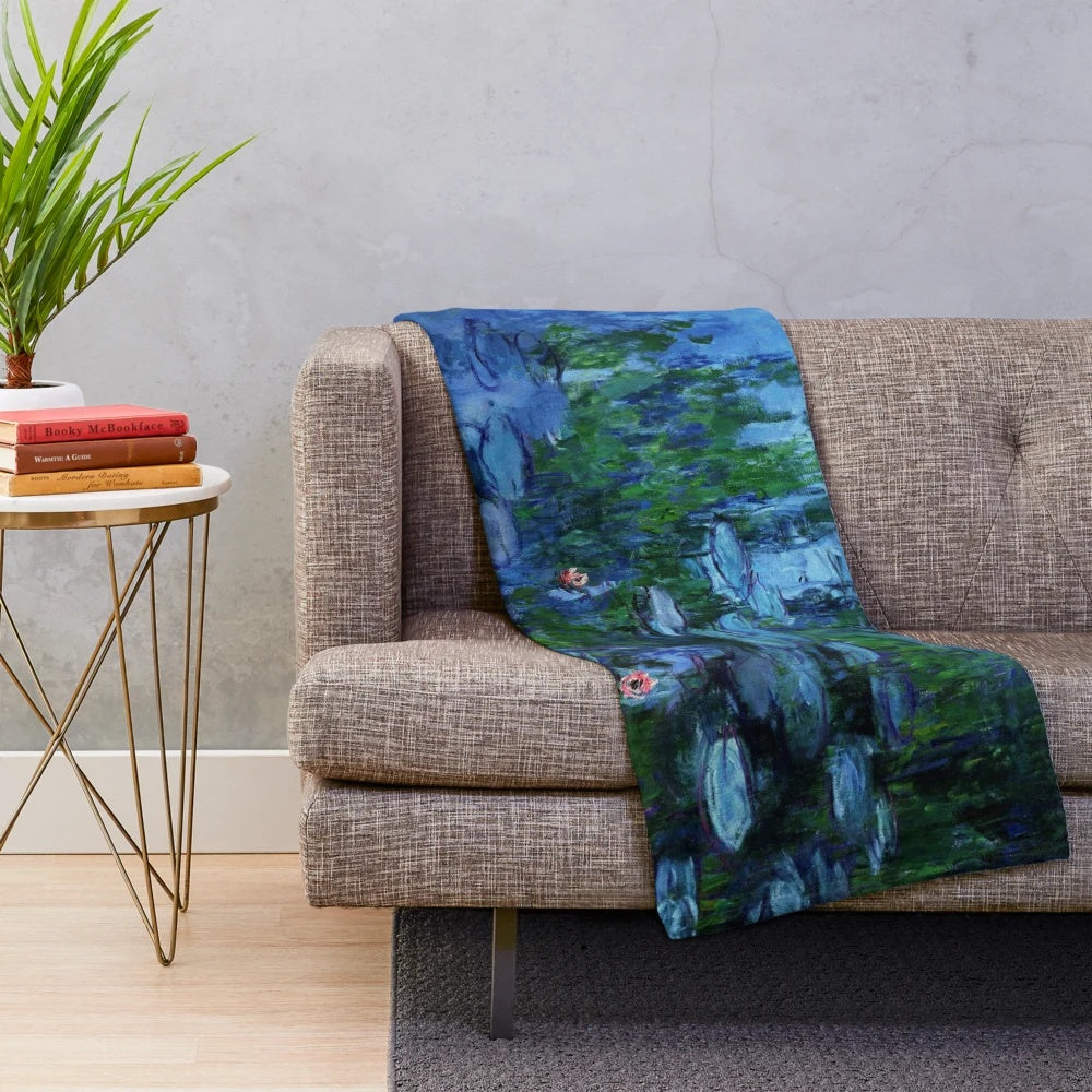 Plush blanket featuring Claude Monet's iconic water lily painting