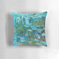 Vibrant throw pillow featuring Claude Monet's iconic water lilies painting 'Nympheas