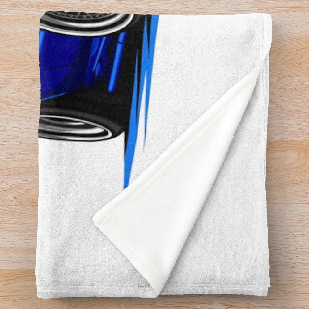 Impreza inspired plush blanket featuring blue sports car design