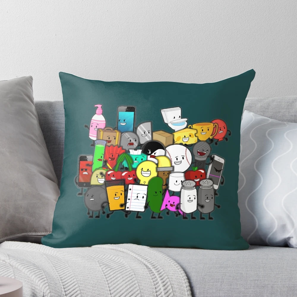Inanimate Insanity themed pillow featuring characters from the popular object show series