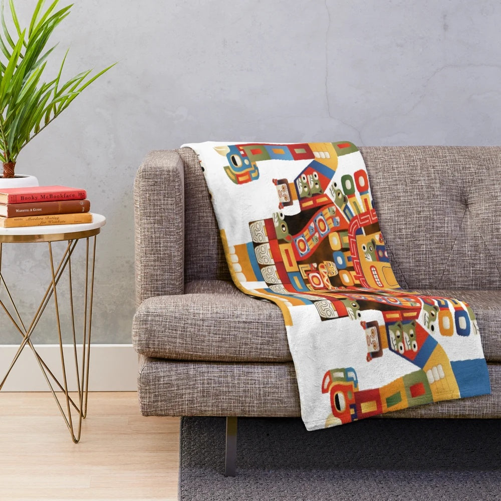 Inca mythology plush blanket featuring the creator god Wiracocha