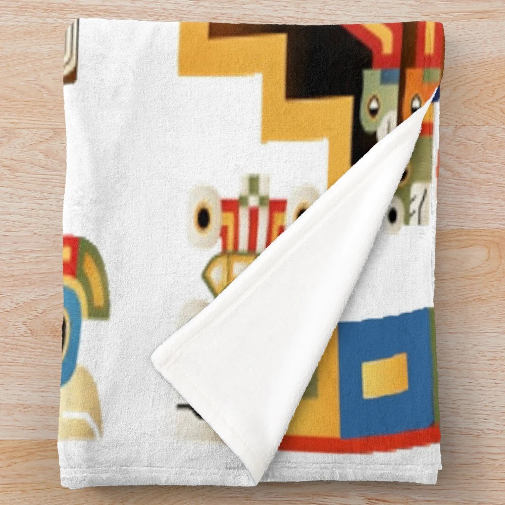 Inca mythology plush blanket featuring the creator god Wiracocha