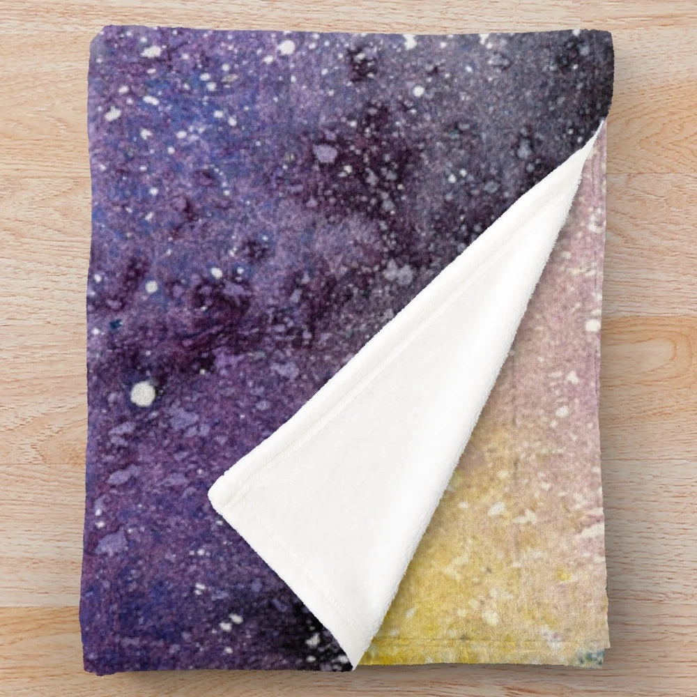 Soft, plush galaxy-themed blanket in the colors of the non-binary pride flag