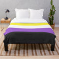 Plush blanket with a seamless repeating non-binary pride flag pattern design