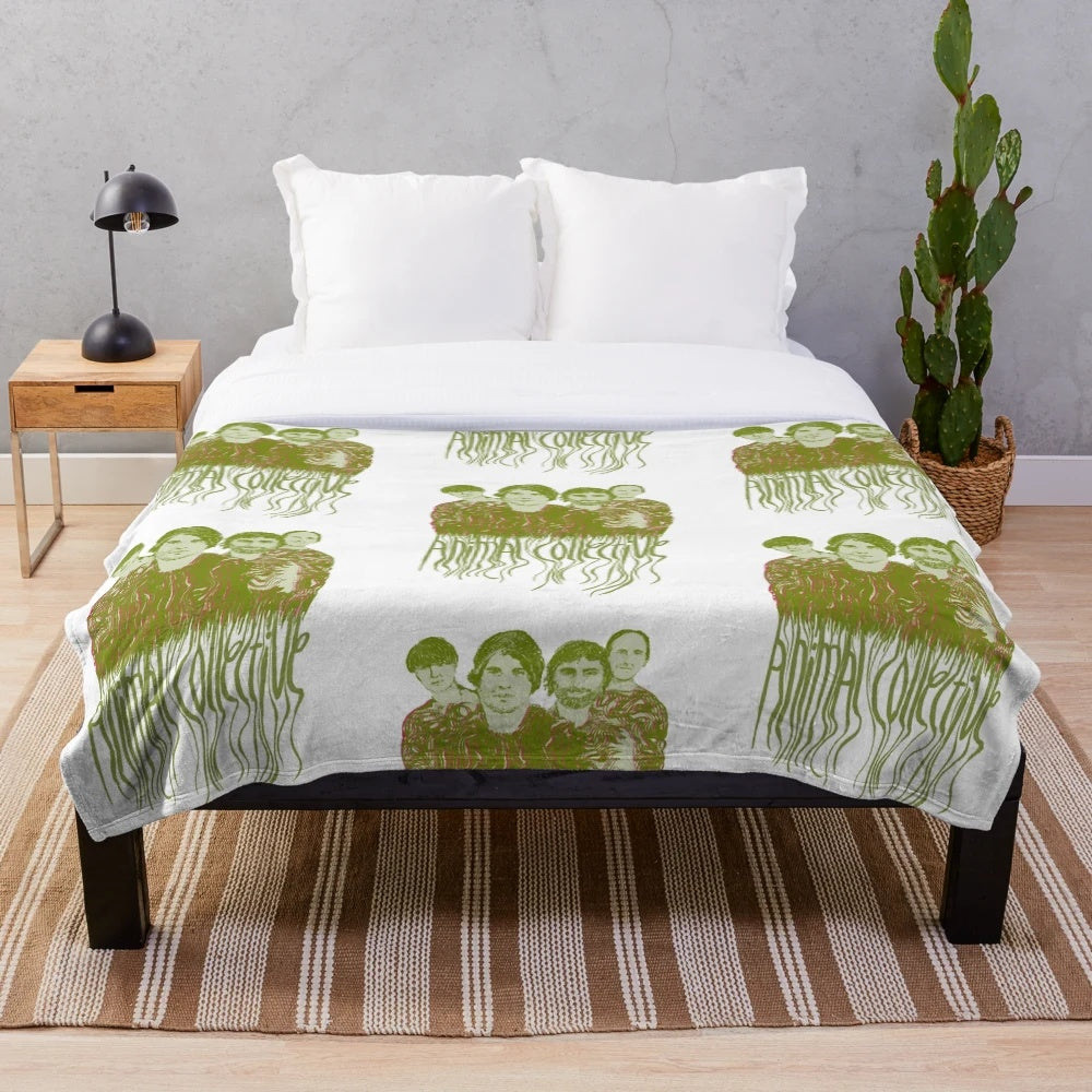 Plush blanket featuring abstract art design inspired by the indie band Animal Collective
