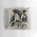 Tegan and Sara "The Con" sketch design printed on a plush, comfortable pillow