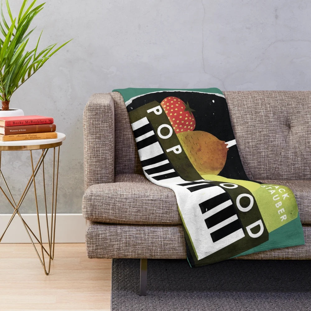 Plush blanket featuring the album cover art of Jack Stauber's 'Pop Food