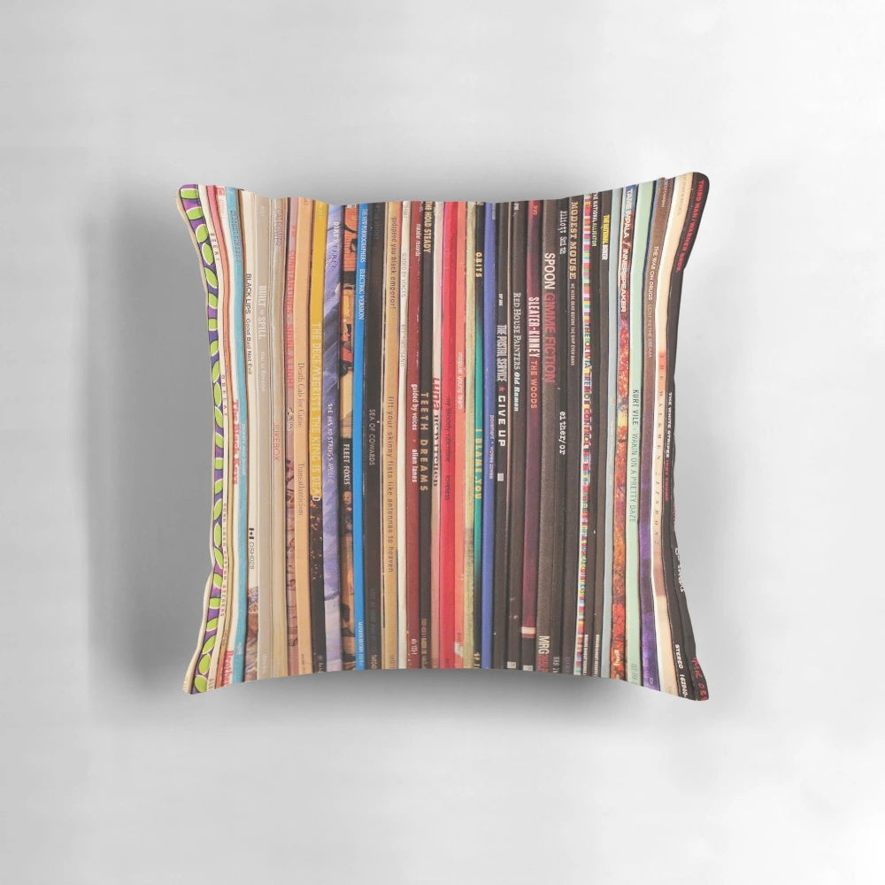 Soft and cozy indie rock vinyl records pillow for music enthusiasts