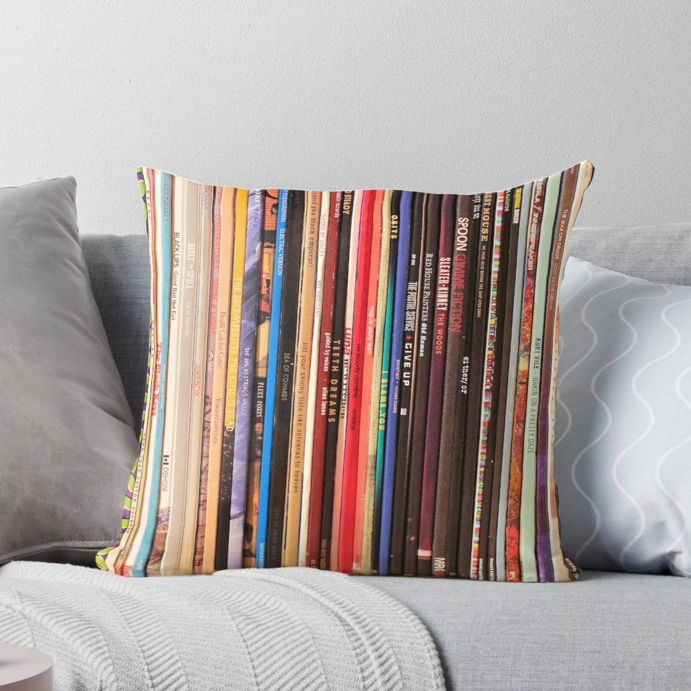 Soft and cozy indie rock vinyl records pillow for music enthusiasts