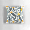 Indigo and mustard colored floral botanical illustration pillow