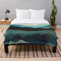 Indigo Mountains Plush Blanket featuring a nature-inspired abstract landscape design