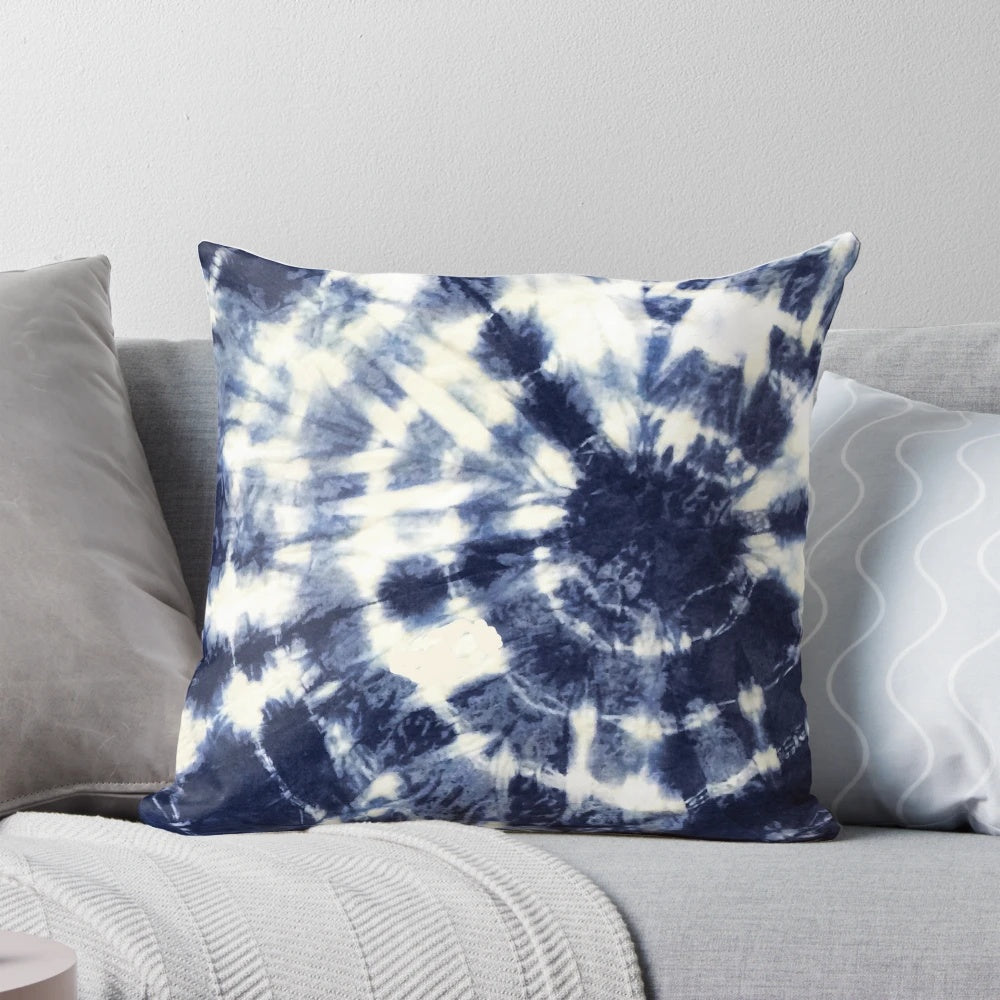 Indigo shibori patterned decorative pillow for home accents