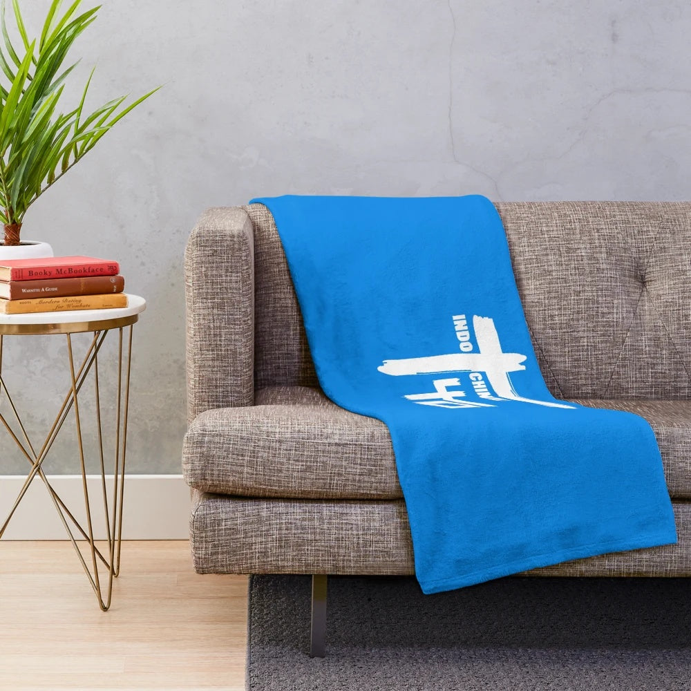 Plush blanket featuring the Indochine band logo in rock and new wave style