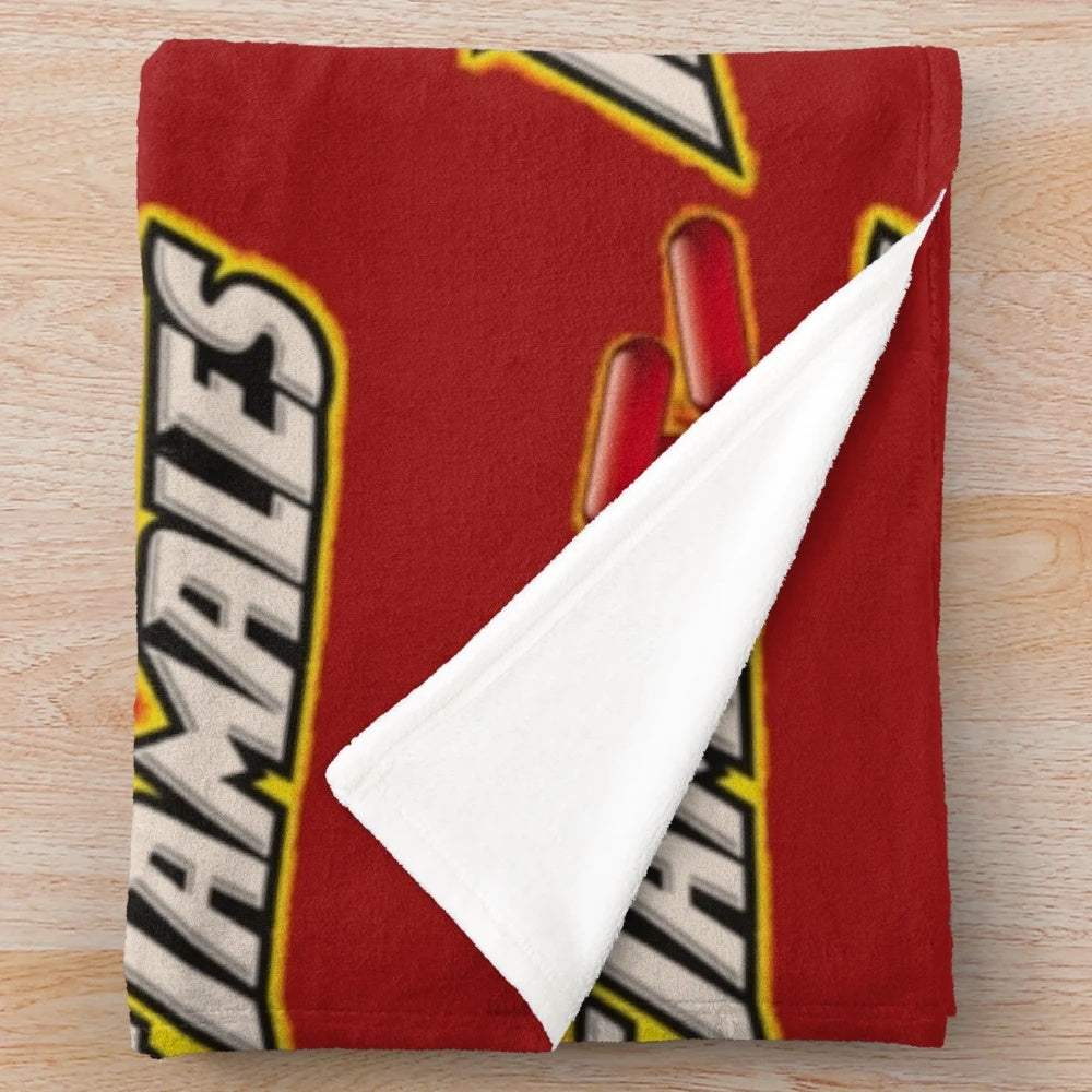Hot Tamales Plush Blanket, featuring a soft and cozy design inspired by the popular sweet candy